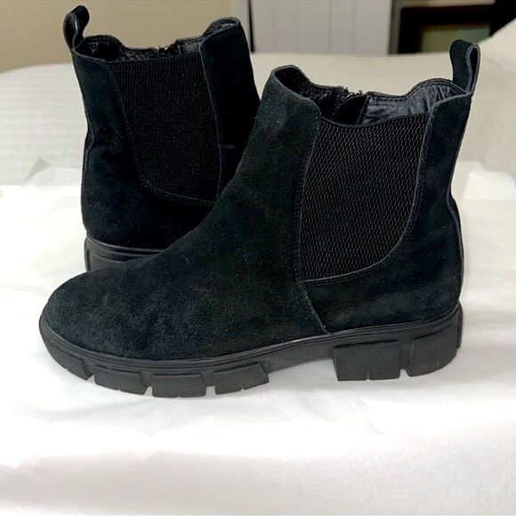 Blondo 11 Posey Black Suede Leather Waterproof Non Skid Rubber Sole Ankle Boots - Picture 2 of 11